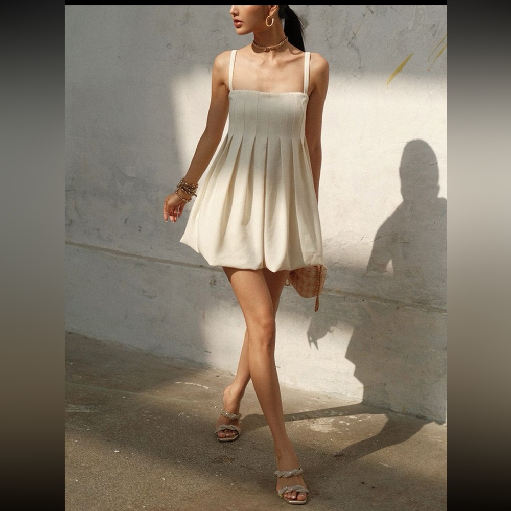 Pleat skater short dress